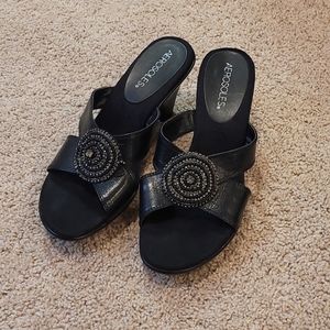 Aerosoles Black Slip On Heels